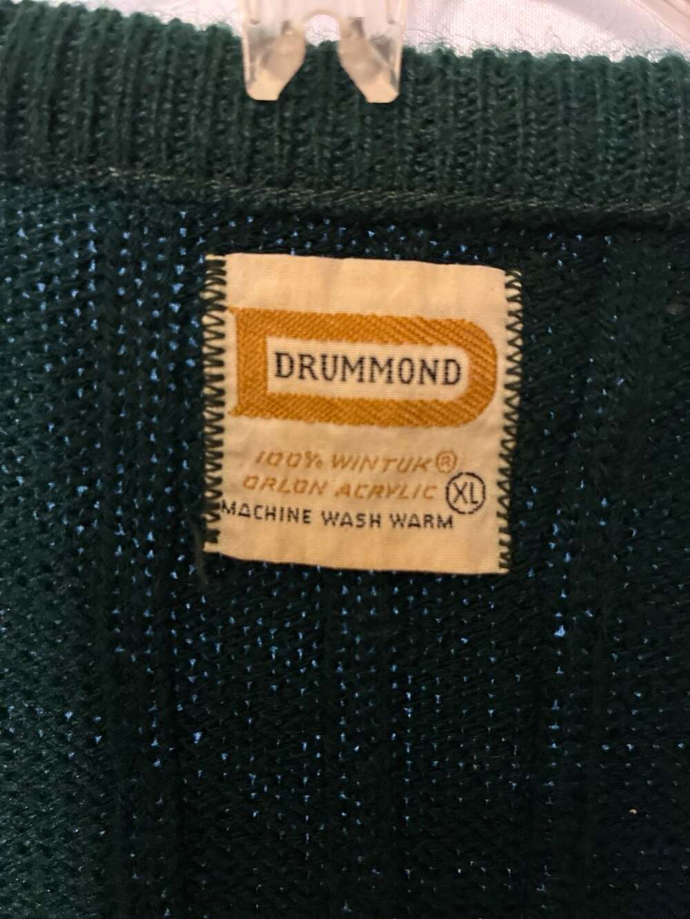 Vintage 1970s Drummond Dark Green Wintuk Orlon Acrylic Ribbed Knit Sweater Vest